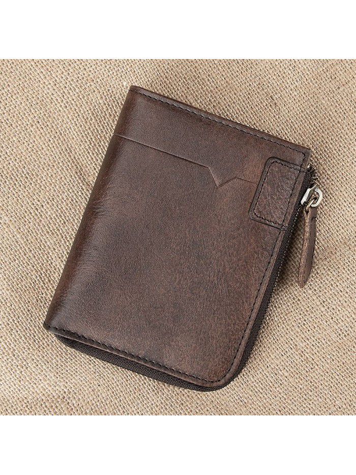 Men's wallet European and American new leather fashion personality short wallet retro soft leather short vertical wallet cross border