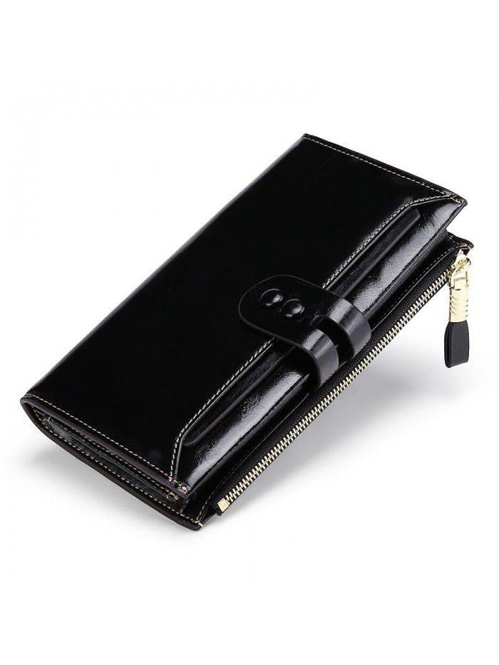 Amazon international station hot wallet women's leather long European and American handbag large capacity oil wax Wallet