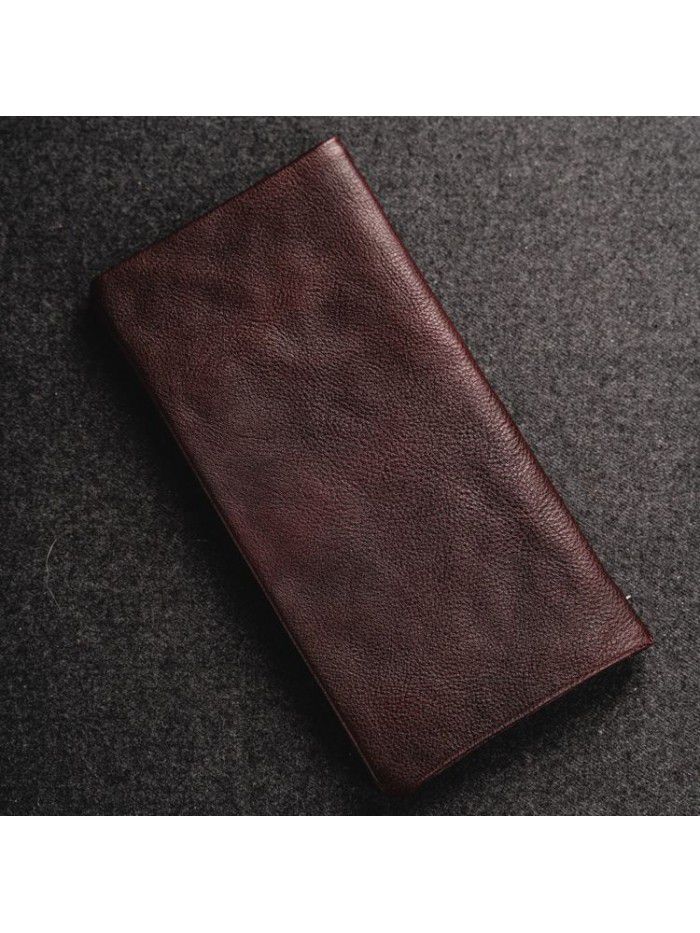 Men's casual Long Wallet head leather short classic leather retro long suit