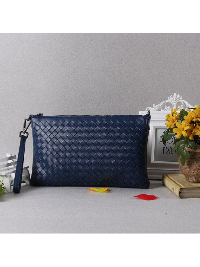  new women's woven bag Korean real leather bag Single Shoulder Messenger women's bag sheepskin gradient woven hand bag