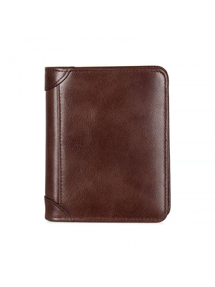 Men's Leather Wallet ultra thin anti theft brush vertical 2020 new card bag men's Leather Wallet