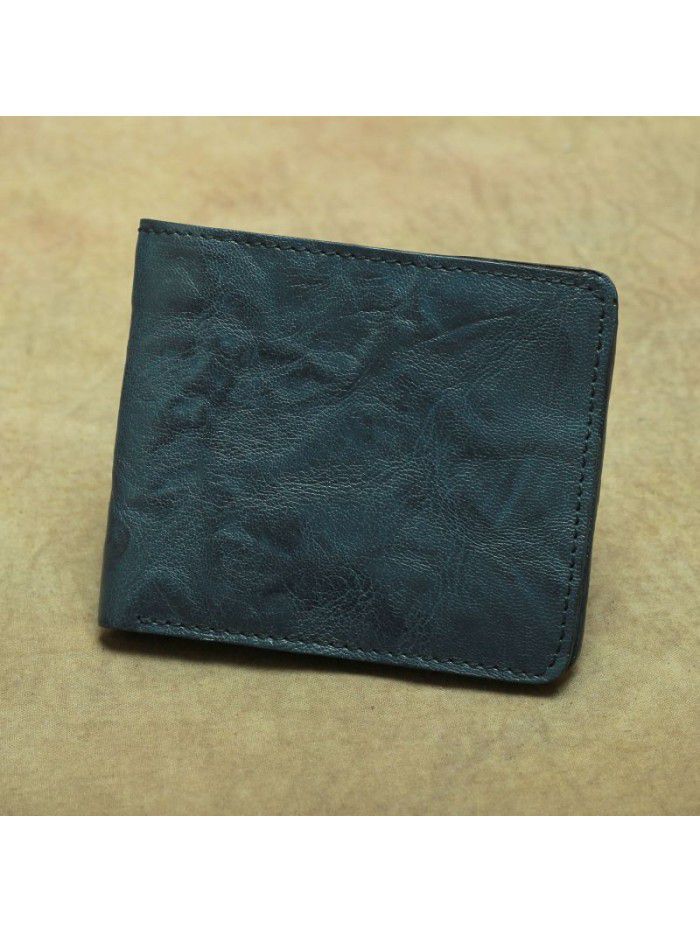 Hand made leather wallet simple Retro Old Leather Wallet vegetable tanned sheepskin men's and women's wallet