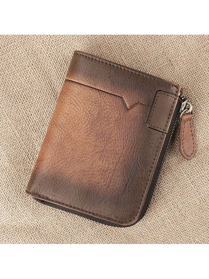 Men's wallet European and American new leather fashion personality short wallet retro soft leather short vertical wallet cross border