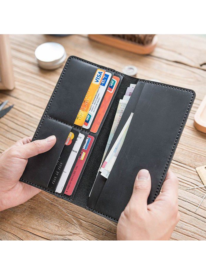 Cross mirror e-commerce hot material bag DIY handmade wallet men's long leather wallet Retro Art