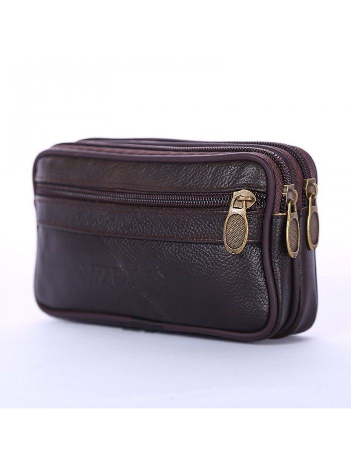 Manufacturer wholesales men's new waterproof mobile phone waist bag with leather belt and multi-functional old people's change key bag