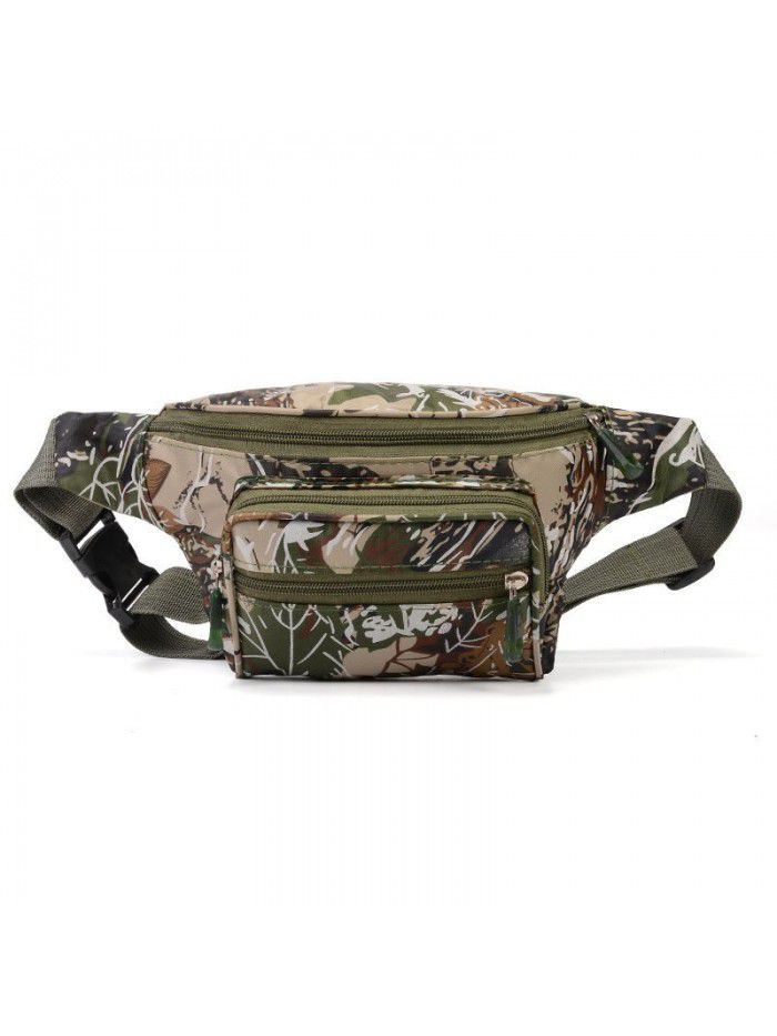 Camouflage men's waist bag large capacity outdoor sports mobile phone waist bag multi function men's chest bag logo printing