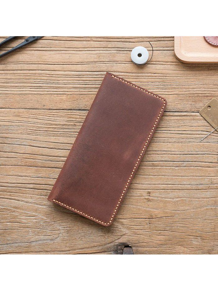 Cross mirror e-commerce hot material bag DIY handmade wallet men's long leather wallet Retro Art