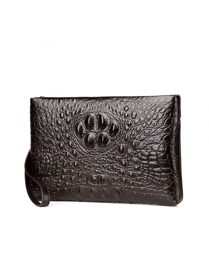 Crocodile soft leather handbag men's mobile phone bag Business Wallet long hand bag men's envelope bag youth social bag