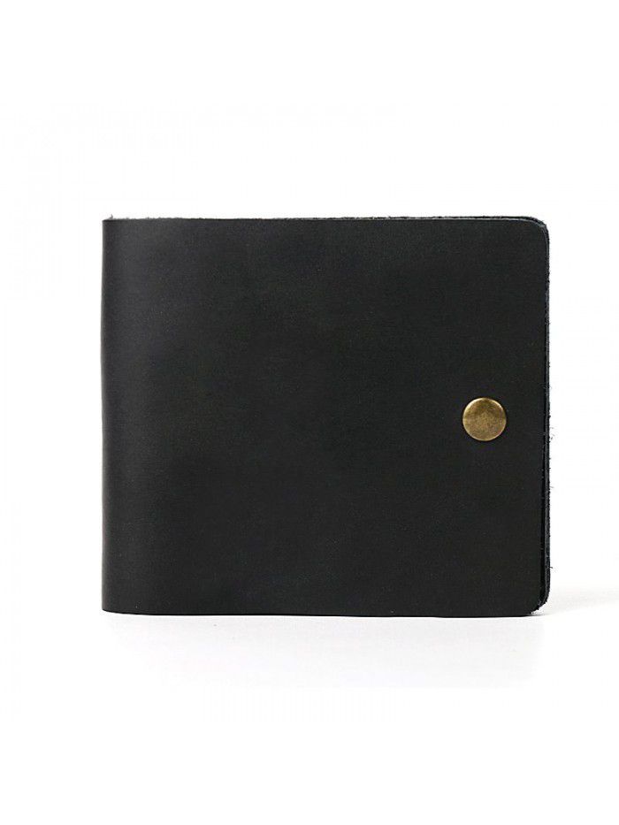 Men's and women's simple wallet, buckle, manual leather wallet, retro style, horizontal style, cattle leather wallet wholesale 