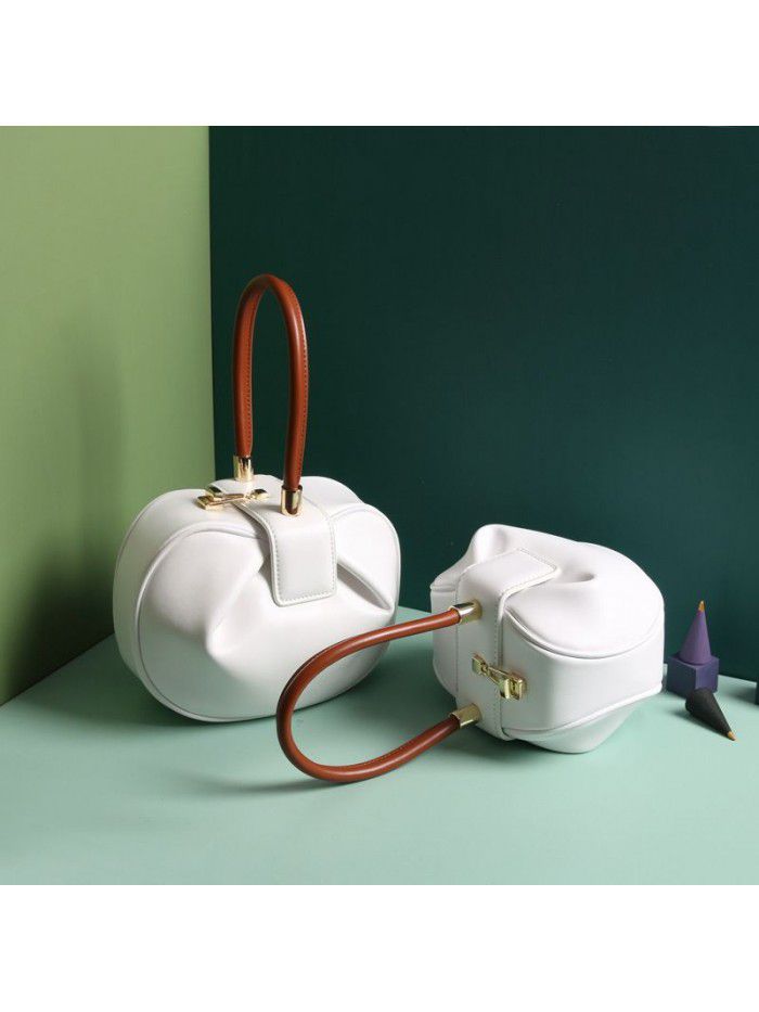  leather bag women's niche Design Handbag European and American fashion retro wonton dumplings wonton women's Bag Satchel