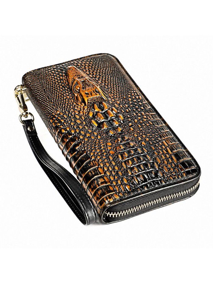 Wallet creative long men's Leather Wallet business RFID large capacity hand bag leather wallet