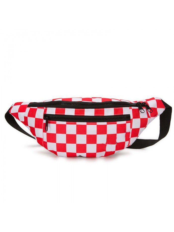 Fashion checkerboard waist bag in Harajuku Street racket men's and women's single shoulder oblique cross bag functional sports outdoor chest bag