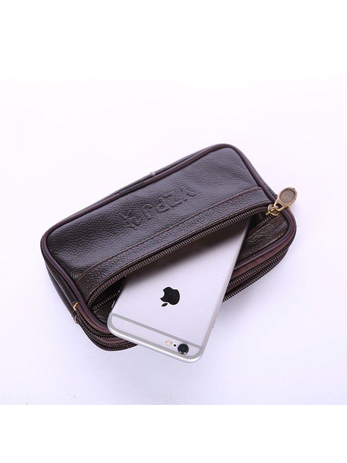 Manufacturer wholesales men's new waterproof mobile phone waist bag with leather belt and multi-functional old people's change key bag