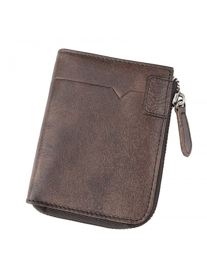 Men's wallet European and American new leather fashion personality short wallet retro soft leather short vertical wallet cross border