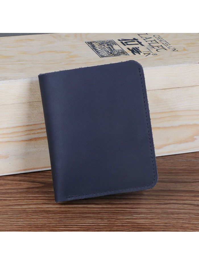 Foreign trade source crazy horse skin men's wallet leather horizontal short head leather wallet retro leisure wallet wholesale