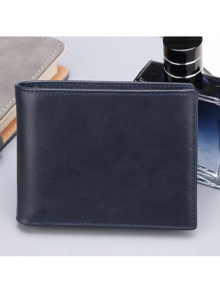 Cross border supply of leather wallet men's wallet short Retro Leather Wallet customized logo