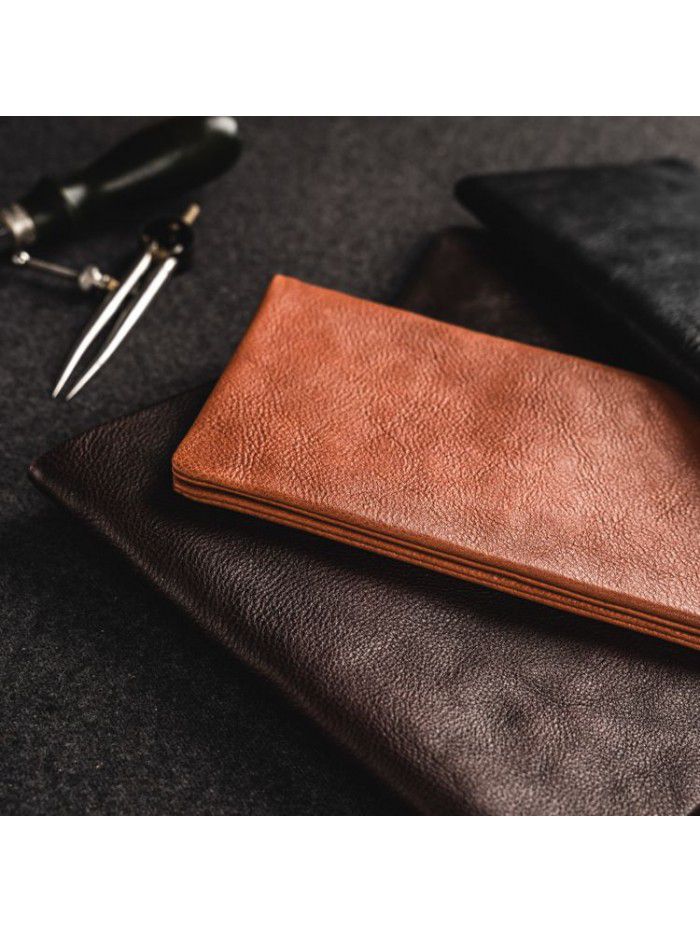 Men's casual Long Wallet head leather short classic leather retro long suit