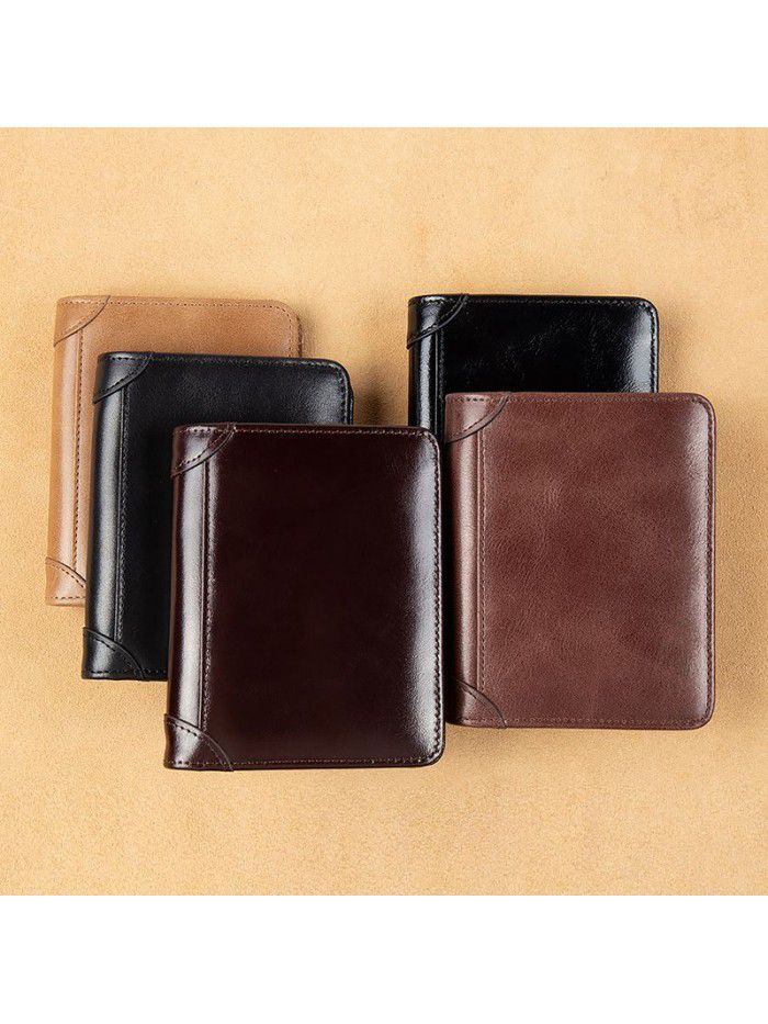 Men's Leather Wallet ultra thin anti theft brush vertical 2020 new card bag men's Leather Wallet