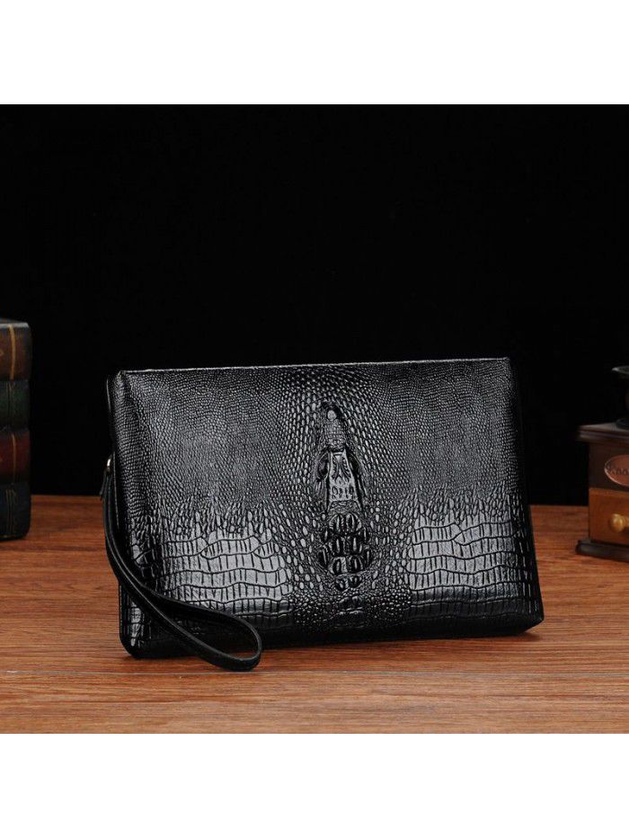 Crocodile soft leather handbag men's mobile phone bag Business Wallet long hand bag men's envelope bag youth social bag