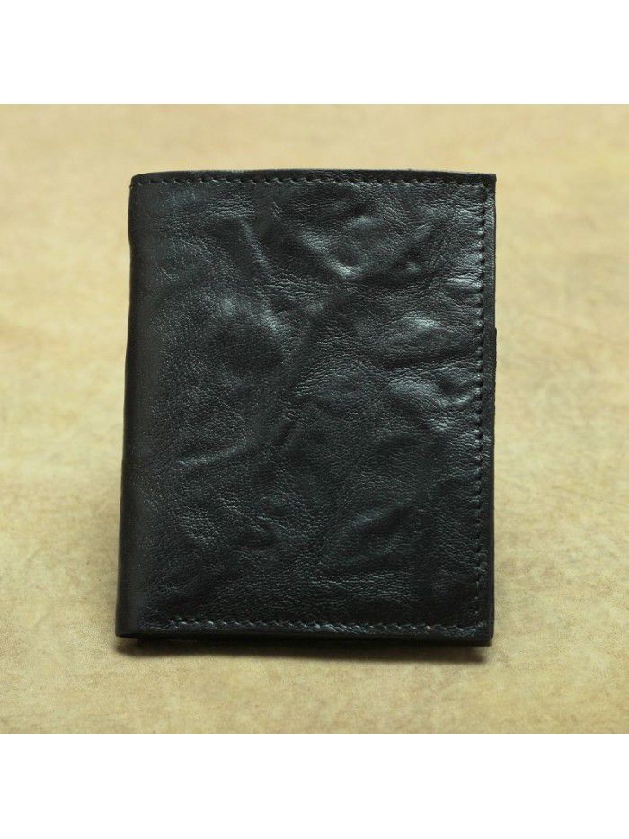 Hand made leather wallet simple Retro Old Leather Wallet vegetable tanned sheepskin men's and women's wallet