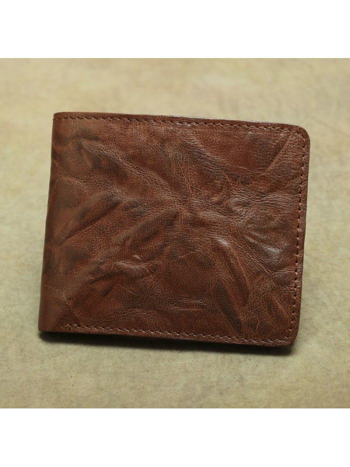 Hand made leather wallet simple Retro Old Leather Wallet vegetable tanned sheepskin men's and women's wallet