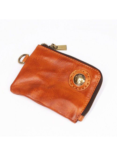 Hand made leather purse with head leather, men's l...