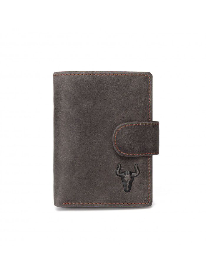 Cross border hot selling men's wallet anti theft brush RFID crazy horse skin buckle short zero wallet leather men's bag