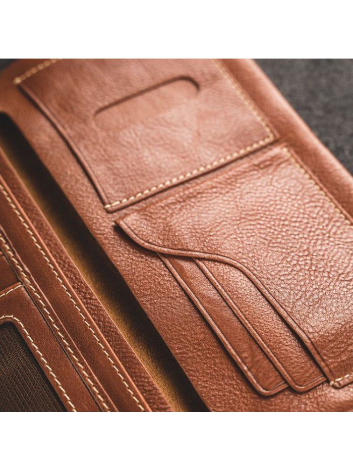 Men's casual Long Wallet head leather short classic leather retro long suit