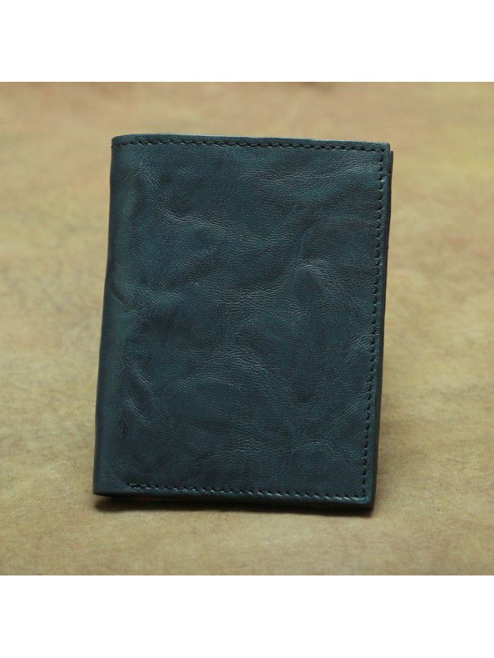 Hand made leather wallet simple Retro Old Leather Wallet vegetable tanned sheepskin men's and women's wallet