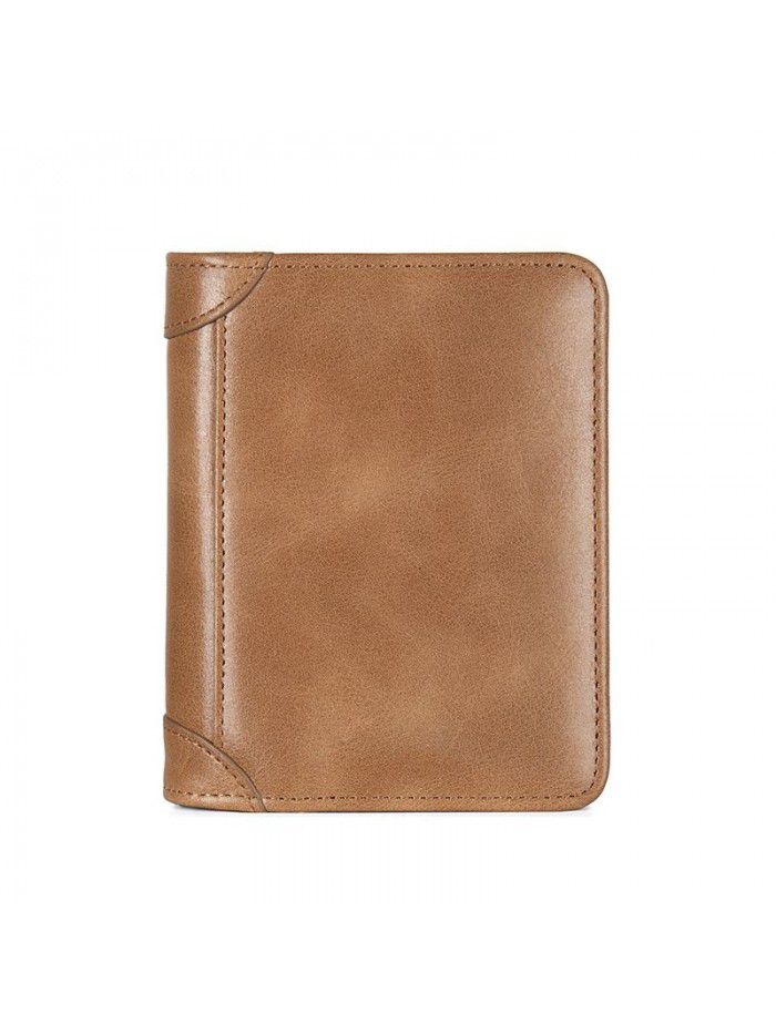 Men's Leather Wallet ultra thin anti theft brush vertical 2020 new card bag men's Leather Wallet