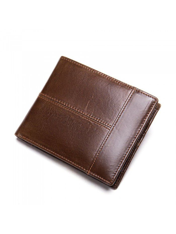 Amazon men's Retro Leather Wallet thin leather business anti theft card swipe RFID wallet men's 8064