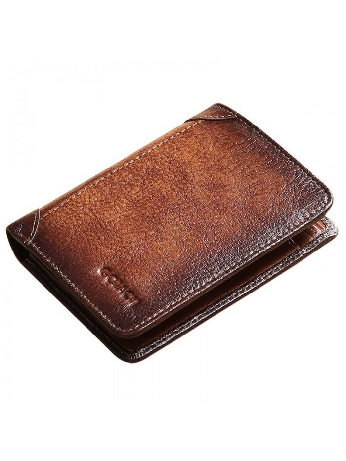  new men's wallet leather short men's wallet multi function driver's license integrated card bag leather