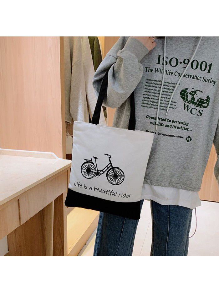 Individual creativity advertisement cotton bag supermarket shopping canvas bag student single shoulder canvas bag