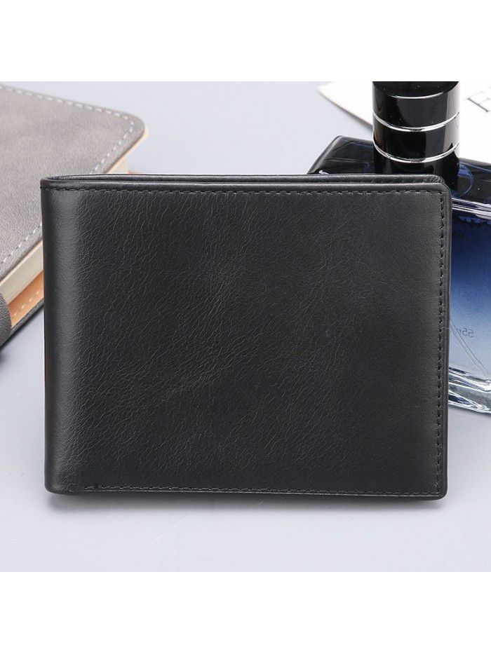 Cross border supply of leather wallet men's wallet short Retro Leather Wallet customized logo