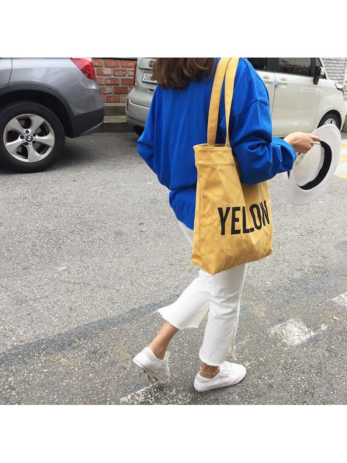 Manufacturers direct portable shopping single shoulder canvas bag customized Korean canvas bag