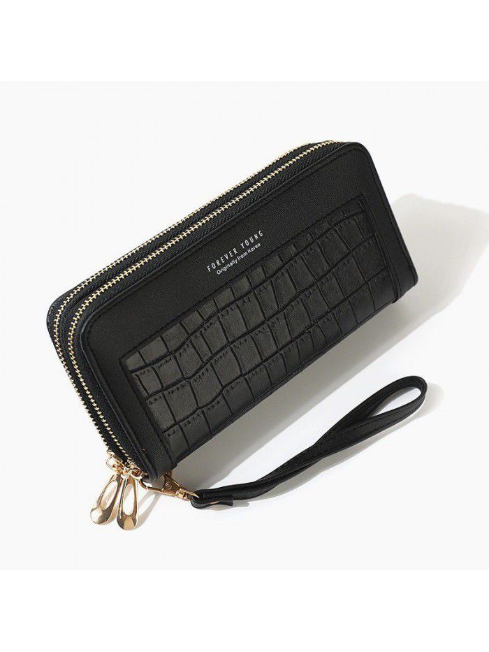 New women's Long Wallet double zipper Korean student stone wallet large capacity hand bag soft zero wallet