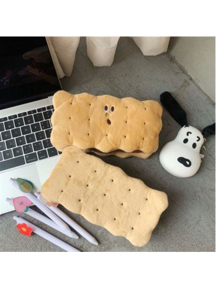 Sandwich biscuit Plush pencil bag simple fashion Japanese large capacity net red cute stationery box girl heart