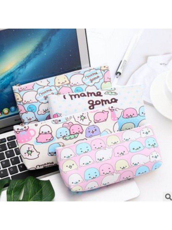 Japanese and Korean stationery wholesale creative corner cute PU leather triangle stationery bag student cute storage pencil bag