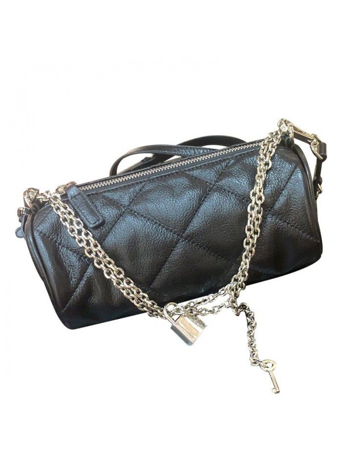 Cowhide single shoulder Crossbody Bag women 2021 new xiaoxiangfeng Lingge chain bag fashion leather women's bag 3318