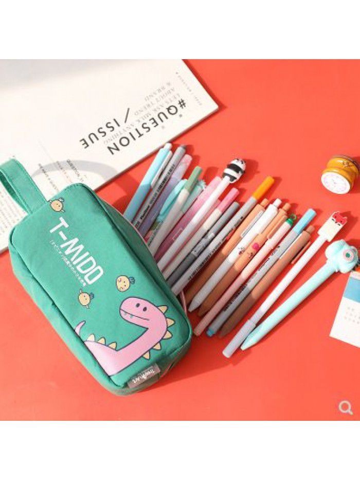 Korean simple pencil bag student stationery storage large capacity small fresh stationery box cute cartoon stationery bag for men and women
