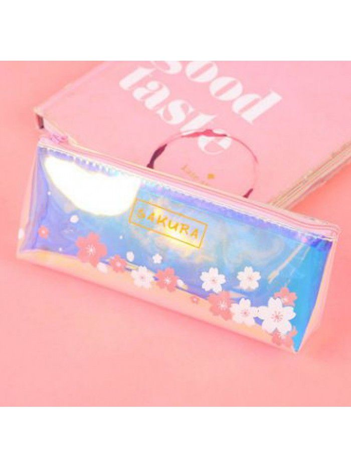 Laser transparent pen bag personality ins net tiktok, stationery bag fresh girl stationery box lovely bag