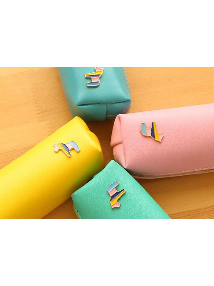 Korean stationery bag cute pony leather pencil case Korean men's and women's creative simple pencil case