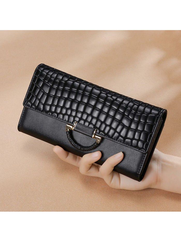 Leather women's Wallet New European and American multi-function wallet with leather top for women's long wallet wallet