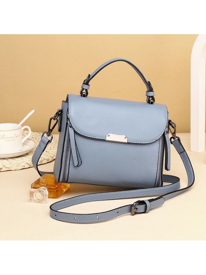 Bag women's leather new 2021 fashion handbag top layer cowhide One Shoulder Messenger Bag trend small square bag 3018