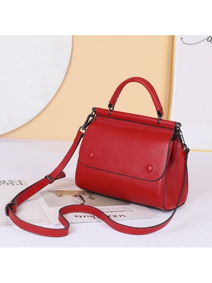 Commuter Bag 2021 new Korean fashion women's bag head leather hand messenger bag leather shoulder bag 8183