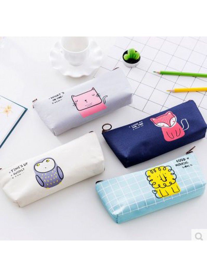 Korean simple creative good morning party pencil bag boys and girls stationery bag students Pencil Bag Canvas stationery box