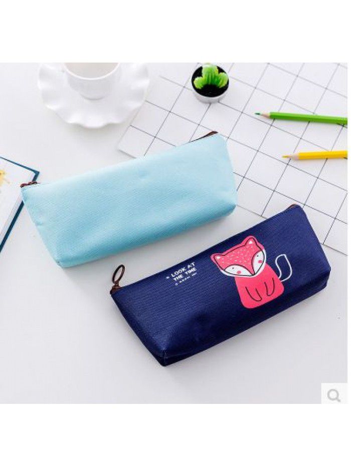 Korean simple creative good morning party pencil bag boys and girls stationery bag students Pencil Bag Canvas stationery box