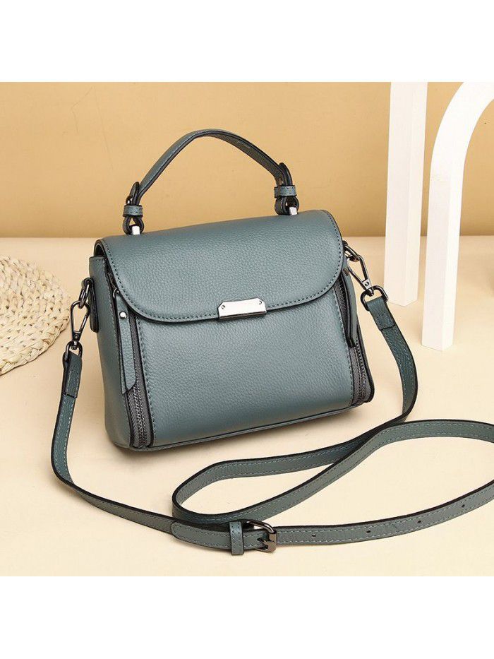 Bag women's leather new 2021 fashion handbag top layer cowhide One Shoulder Messenger Bag trend small square bag 3018