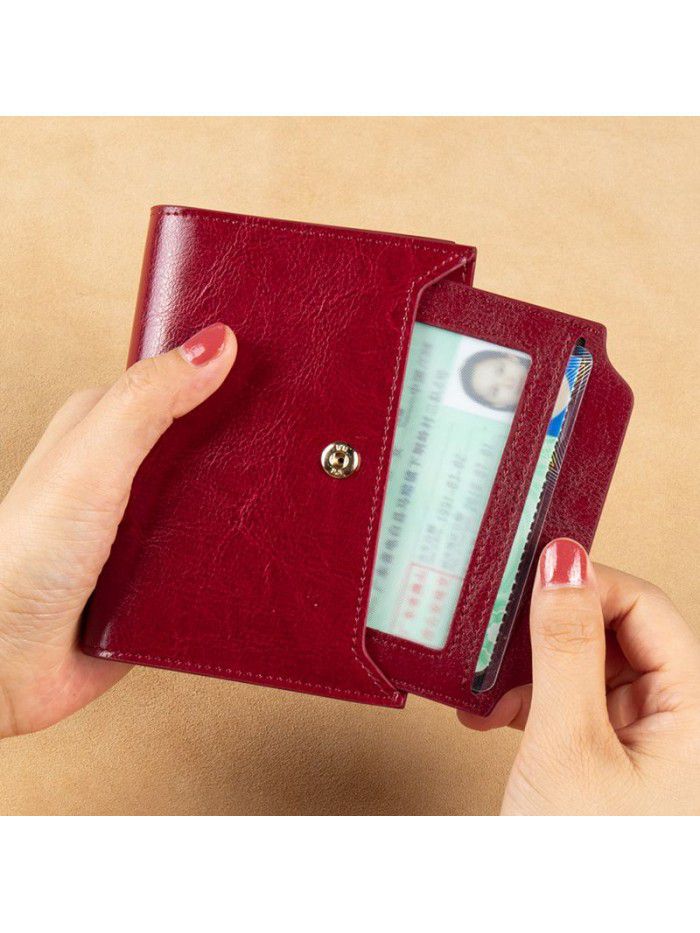  New Retro Leather lady's wallet multi function RFID anti theft brush large capacity change Zipper Wallet