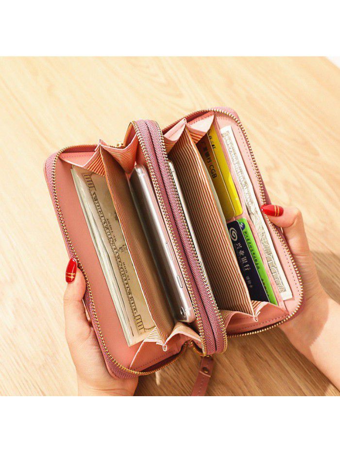 New women's Long Wallet double zipper Korean student stone wallet large capacity hand bag soft zero wallet